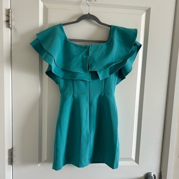 Anthropologie Endless Rose Ruffle Off The Shoulder Mini Dress Size xs Te… - Picture 8 of 11